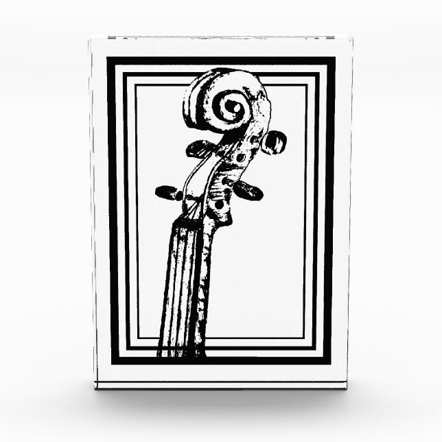 Schwarz-Weiß-Geige-Rollen mit schwarzen Konturen Fotoblock (Vorderseite)