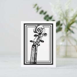 Schwarz-Weiß-Geige-Rollen mit schwarzen Konturen Postkarte