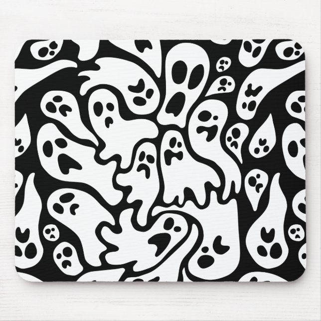 Schwarz-Weiß-Geister-Muster Mousepad (Vorne)