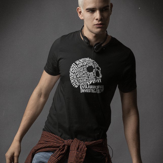 Schwarz-Weiß-Geisterjagd Paranormale Schädelmännch T-Shirt (Von Creator hochgeladen)