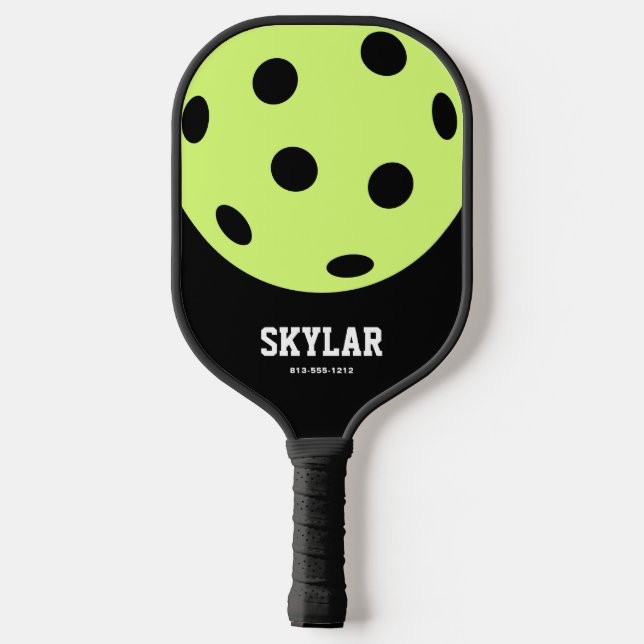 Schwarz-weiß-gelb-einzigartig hell pickleball schläger (Rückseite)