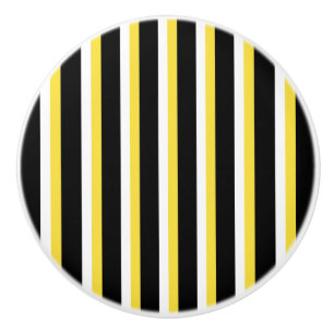 Schwarz-Weiß-Gelb-Streifen-Design - Schubladenknau Keramikknauf
