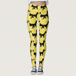 Schwarz-Weiß-Gelbe Boston Doggen Leggings