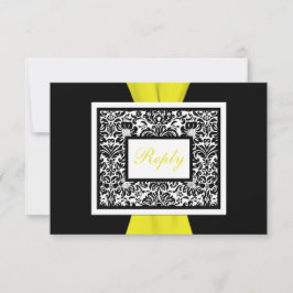 Schwarz, Weiß, Gelber Damast, DRUCKER RIBBON-UAWG RSVP Karte