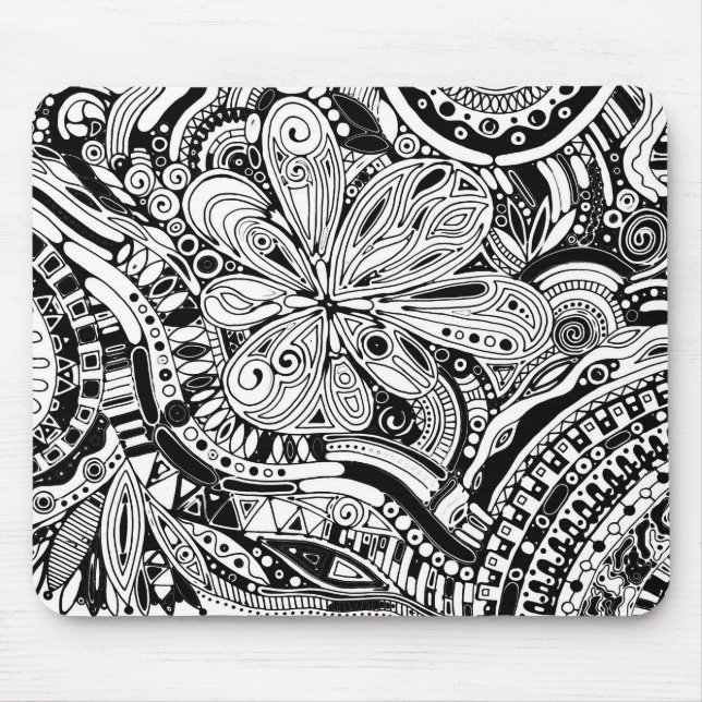 Schwarz-Weiß-Geometrie 15 Mousepad (Vorne)