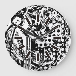 Schwarz-Weiß-Geometrie 20 Große Wanduhr