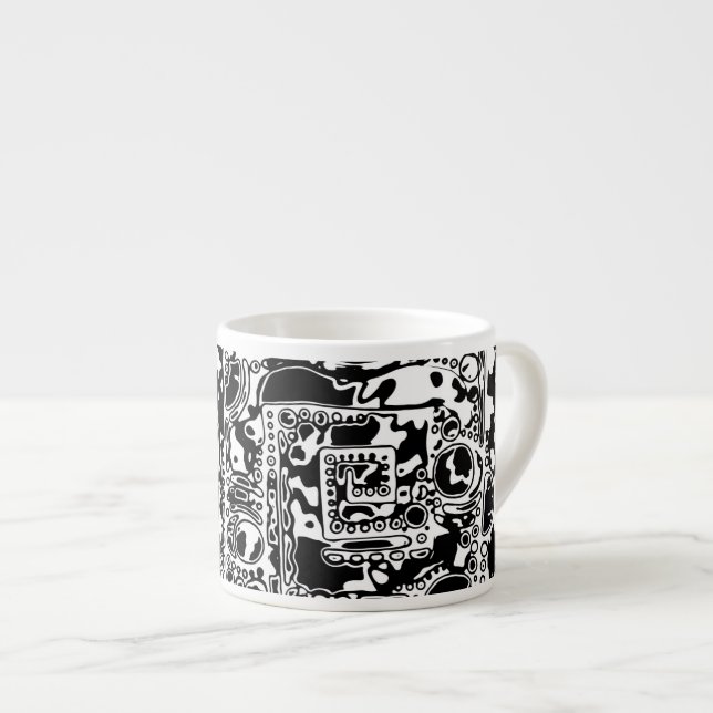 Schwarz-Weiß-Geometrie 25 Espressotasse (Vorderseite Rechts)