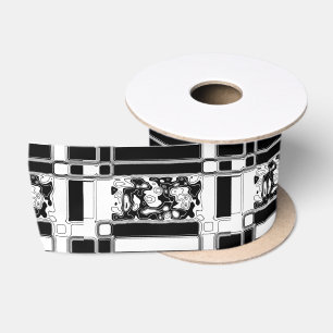 Schwarz-Weiß-Geometrie Art 1 Satinband