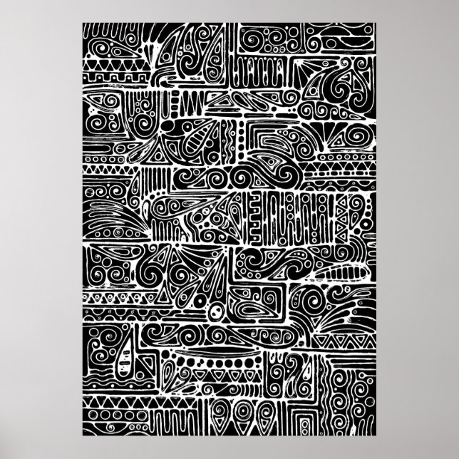 Schwarz-Weiß-Geometrie Art 2 Poster (Vorne)