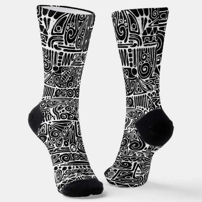 Schwarz-Weiß-Geometrie Art 2 Socken (Gewinkelt)