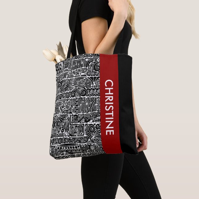 Schwarz-Weiß-Geometrie Art 2 Tasche (Von Nahem)