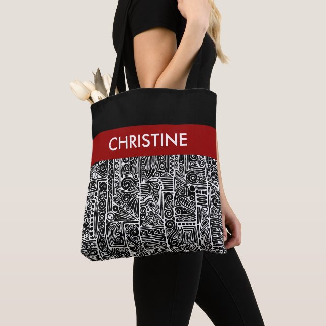 Schwarz-Weiß-Geometrie Art 2 Tasche (Von Nahem)