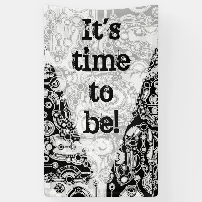 Schwarz-Weiß-Geometrie Art 3 Banner (Vertikal)