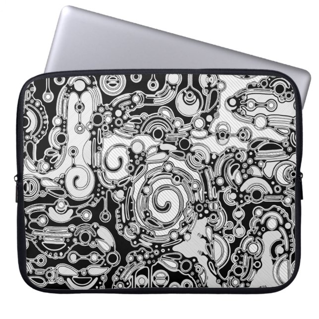 Schwarz-Weiß-Geometrie Art 3 Laptopschutzhülle (Vorderseite)