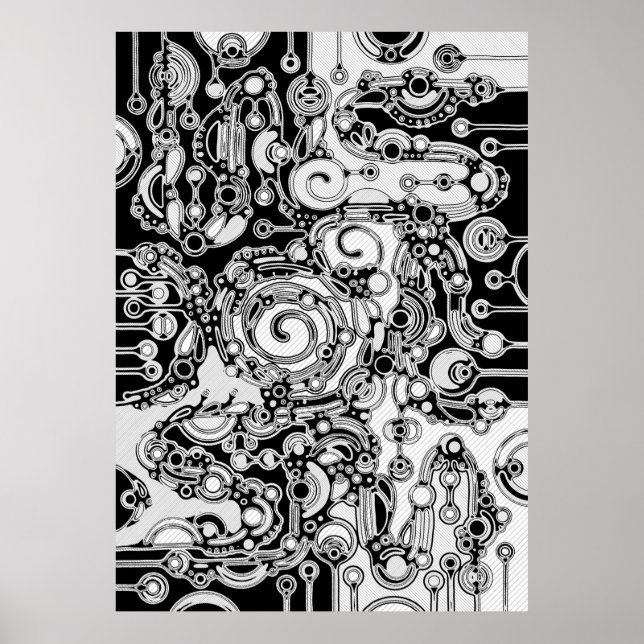 Schwarz-Weiß-Geometrie Art 3 Poster (Vorne)