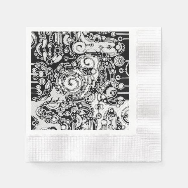 Schwarz-Weiß-Geometrie Art 3 Serviette (Vorderseite)