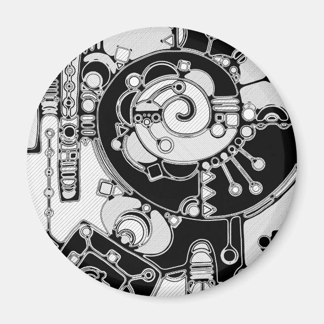 Schwarz-Weiß-Geometrie Art 4 Magnet (Vorne)