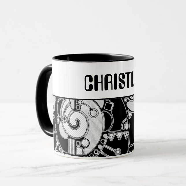 Schwarz-Weiß-Geometrie Art 4 Tasse (Vorderseite Links)