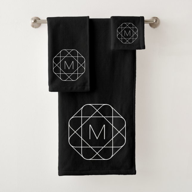 Schwarz-Weiß-Geometrie Badhandtuch Set (Insitu)