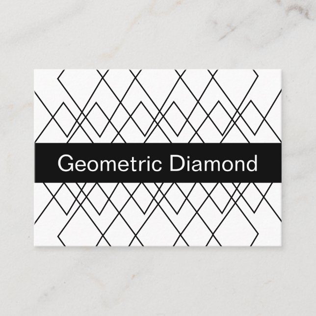 Schwarz-Weiß-Geometrie-Diamant Visitenkarte (Vorderseite)