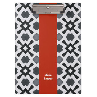Schwarz-Weiß-Geometrie mit Red Strip Clipboard Klemmbrett