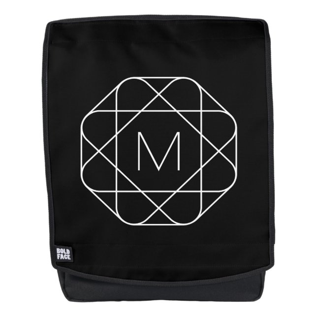 Schwarz-Weiß-Geometrie Rucksack (Vorderseite)