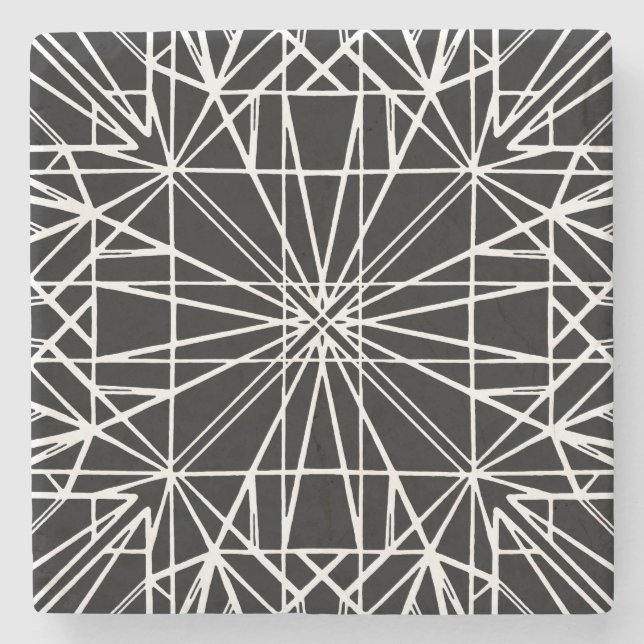 Schwarz-Weiß-Geometrie Steinuntersetzer (Vorderseite)
