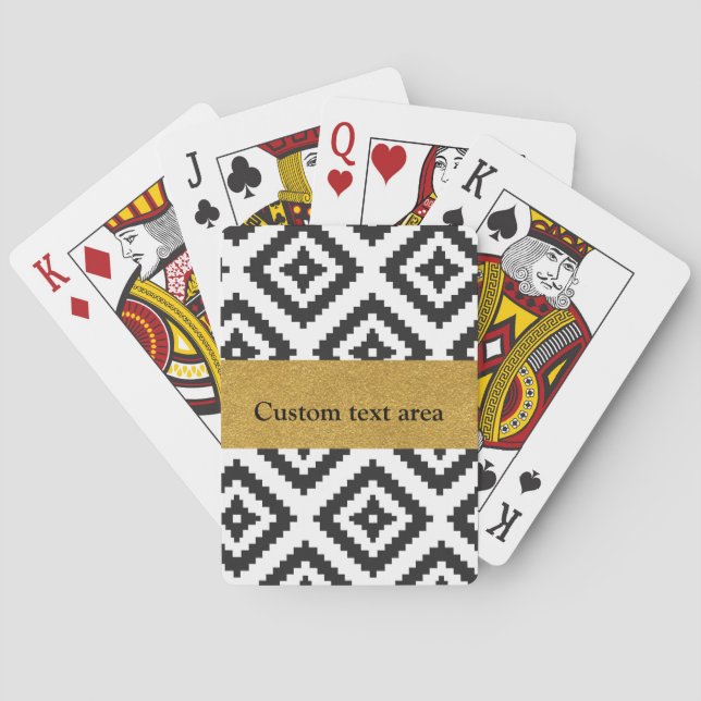 Schwarz-Weiß-Geometrie- und Gold-Chic-Karten Spielkarten (Rückseite)