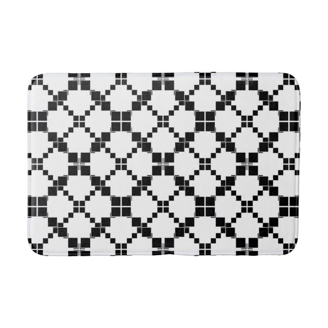 Schwarz-Weiß, geometrisch , einfach , modern Badematte (Vorderseite)