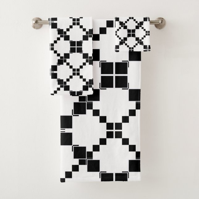 Schwarz-Weiß, geometrisch , einfach , modern Badhandtuch Set (Insitu)