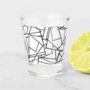 Schwarz-Weiß Geometrisch-Modern Minimalistisch Schnapsglas