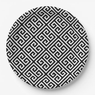 Schwarz, weiß, geometrisch pappteller