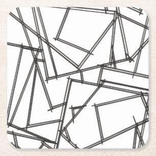 Schwarz-Weiß-Geometrisch Rechteckiger Pappuntersetzer