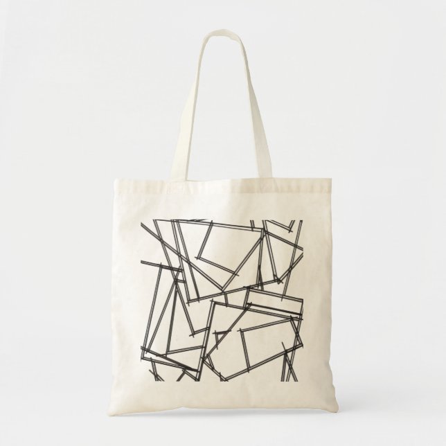 Schwarz-Weiß-Geometrisch Tragetasche (Vorne)