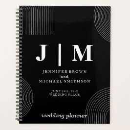 Schwarz-Weiß-Geometrische Linienhochzeit Planer
