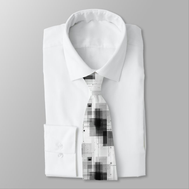 Schwarz-weiß geometrische Muster Dressy Krawatte (Gebunden)