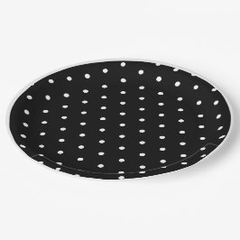 Schwarz-weiß geometrische Polka Dots weiße Grenze Pappteller