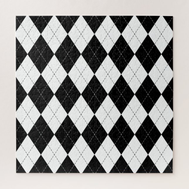 Schwarz-weiß geometrisches Argyle-Muster (Vertikal)