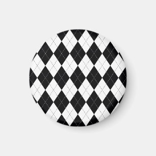 Schwarz-weiß geometrisches Argyle-Muster Magnet