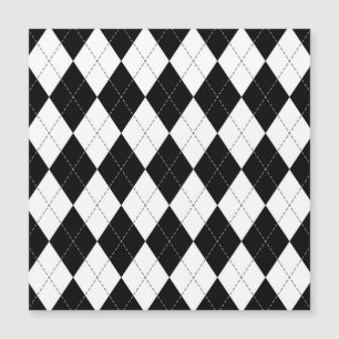 Schwarz-weiß geometrisches Argyle-Muster Magnetkarte