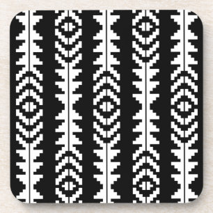 Schwarz-Weiß-geometrisches Boho-Design Getränkeuntersetzer
