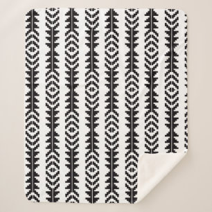 Schwarz-Weiß-geometrisches Boho-Design Sherpadecke