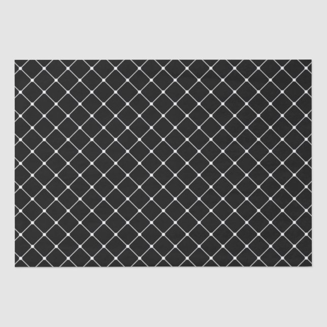 Schwarz-Weiß-geometrisches Diamantmuster Seidenpapier (Vorderseite)