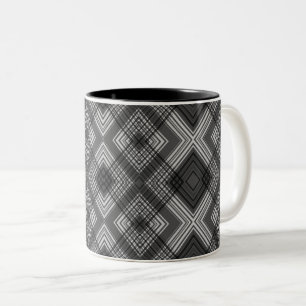 Schwarz-weiß geometrisches Diamantmuster Zweifarbige Tasse