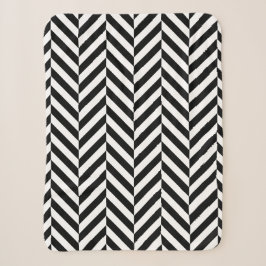 Schwarz-Weiß-Geometrisches Herringbone-Muster Sherpadecke