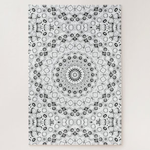 Schwarz-Weiß geometrisches Mandala-Muster