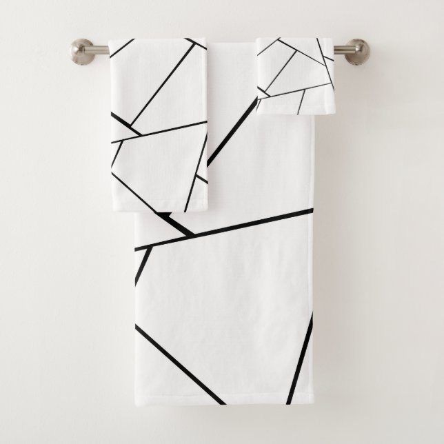 Schwarz-weiß Geometrisches Modell #1 #geo #decor Badhandtuch Set (Insitu)