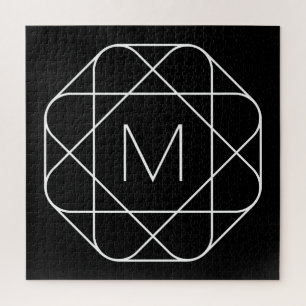 Schwarz-weiß geometrisches Monogramm