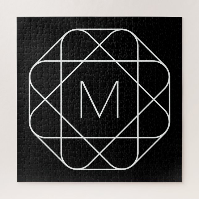 Schwarz-weiß geometrisches Monogramm (Vertikal)