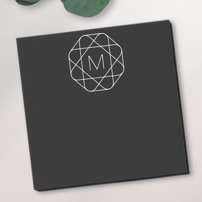 Schwarz-weiß geometrisches Monogramm Post-it Klebezettel (Von Creator hochgeladen)